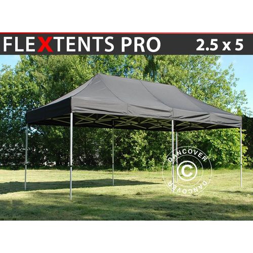 Tente Pliante Chapiteau Pliable Tonnelle Pliante Barnum Pliant Flextents Pro 2,5x5m Noir