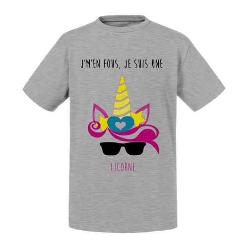 T-Shirt Enfant J'm'en Fous Je Suis Une Licorne Dessin Corne Oreilles Et Lunettes De Soleil Animaux Fantastiques