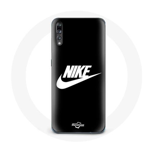 Coque Pour Huawei P20 Nike Logo Blanc Fond Noir