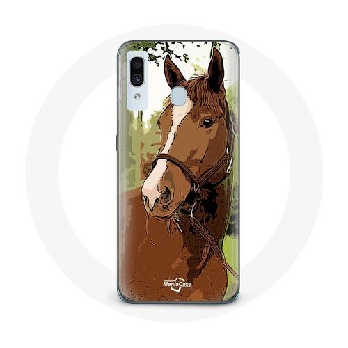 Coque Pour Samsung Galaxy A20 Quarter Horse Marron Race De Cheval