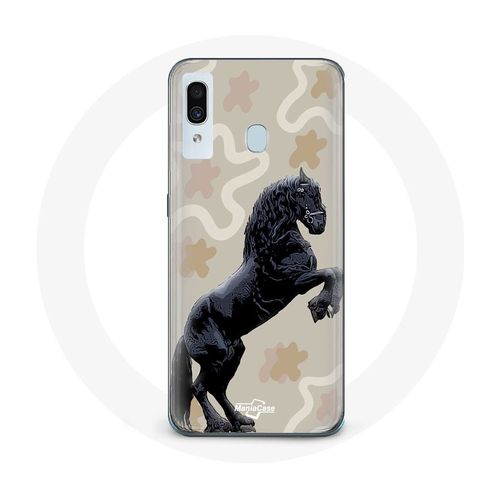 Coque Pour Samsung Galaxy A30 Frison Noir Race De Cheval