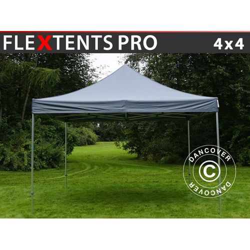 Tente Pliante Chapiteau Pliable Tonnelle Pliante Barnum Pliant Flextents Pro 4x4m Gris