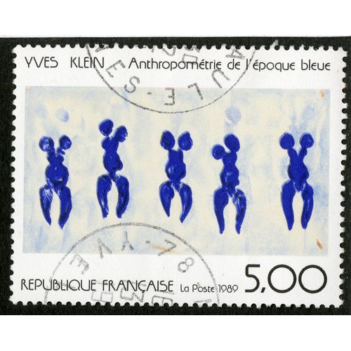 Timbre Oblitéré Yves Klein,Anthropométrie De L'époque Bleue,République Française,La Poste 1989,5,00
