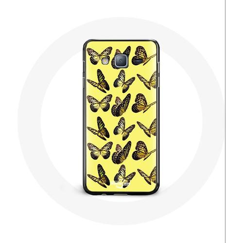 Coque Pour Samsung Galaxy J3 2016 Papillons Fond Jaune