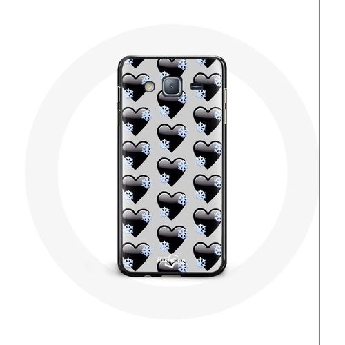 Coque Pour Samsung Galaxy J3 2016 Fond De Coeurs Noirs
