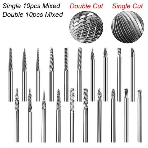 Simple Double Mixte Fraise de travail en carburateur de tungstène, ciselure, râpe rotative, lime, diamant, acier, bois, métal, pierre