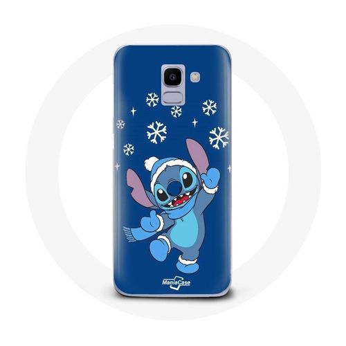 Coque Pour Samsung Galaxy A8 2018 Stitch Neige Noël Bleu