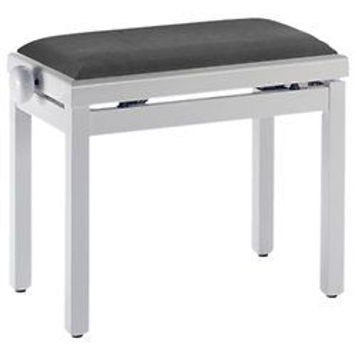 Stagg Pb39 Whp Vbk - Banquette Piano, Blanc Brillant, Pelote En Velours Noir