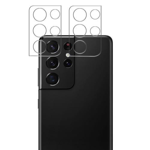 Lot / Pack De 2 Protection Objectif Caméra Arrière En Verre Trempé Pour Samsung Galaxy S21 Ultra 5g 6.8" 9h Haute Définition Transparent