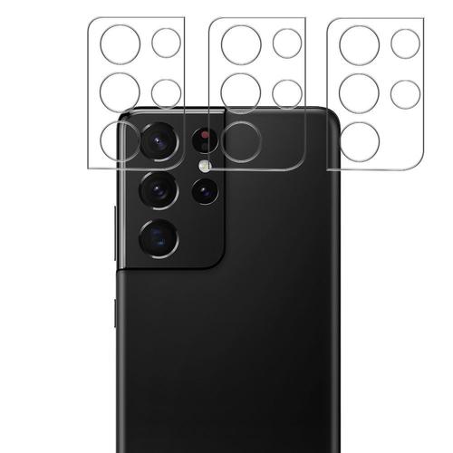 Lot / Pack De 3 Protection Objectif Caméra Arrière En Verre Trempé Pour Samsung Galaxy S21 Ultra 5g 6.8" 9h Haute Définition Transparent