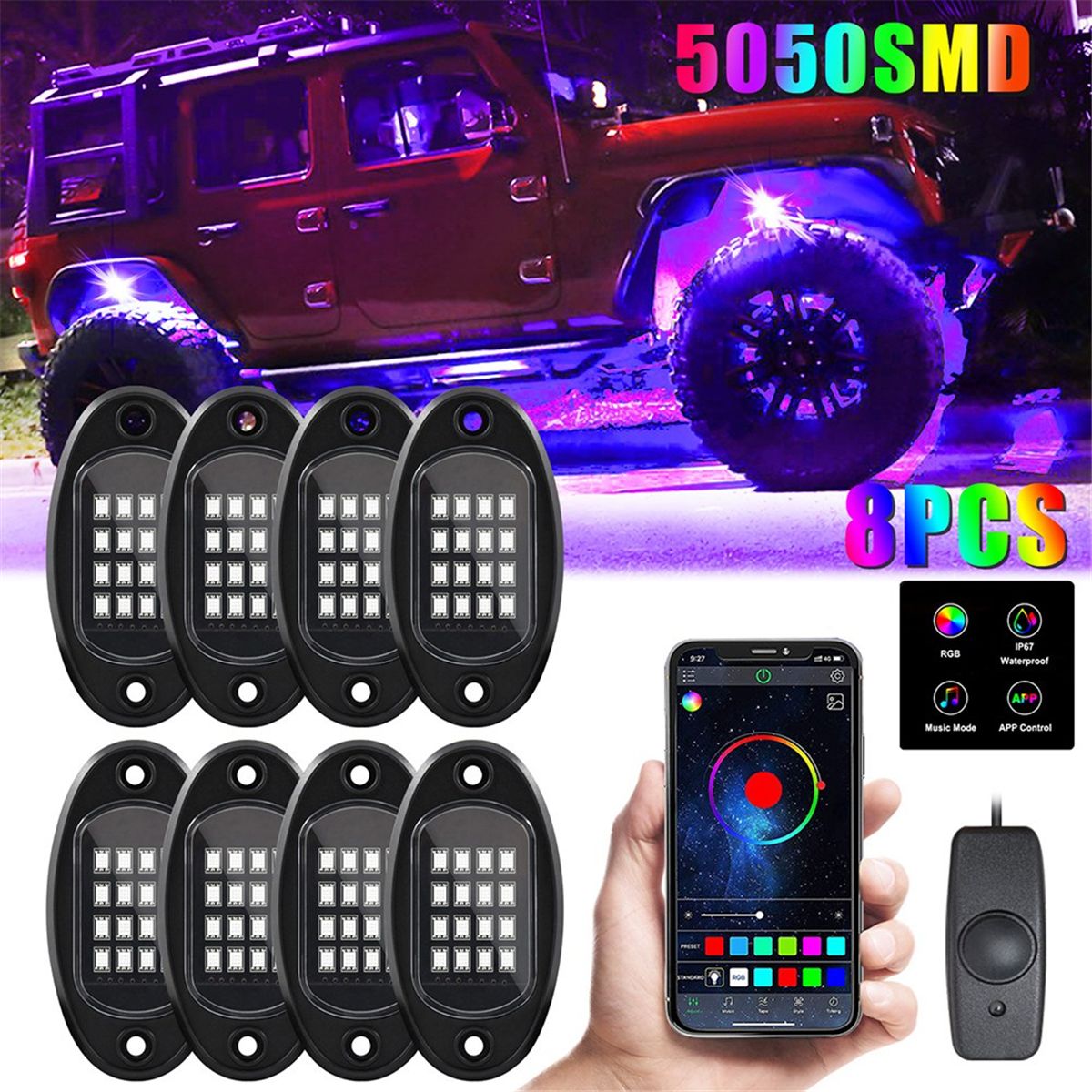 Kit De Lumires Rocheuses Led Rgb, 8 Dosettes, Non Multicol...