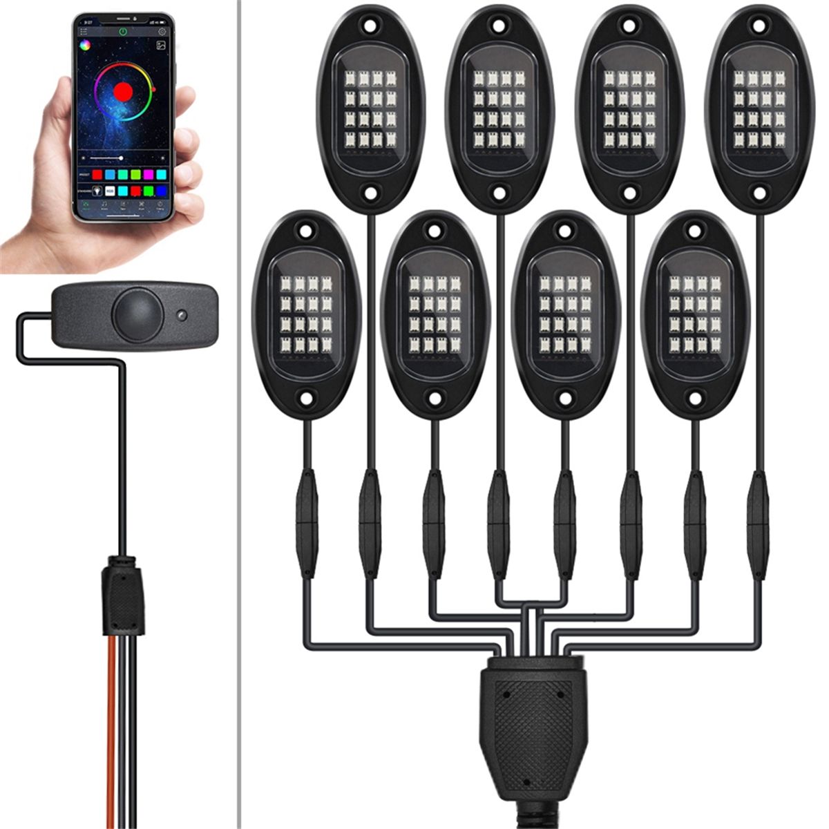 Kit De Lumires Rocheuses Led Rgb, 8 Dosettes, Non Multicol... - 3