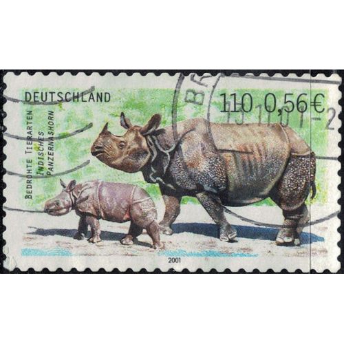 Allemagne 2001 Oblitéré Used Animal Rhinoceros Unicornis Rhinocéros Indien Y&t De 2015 Su