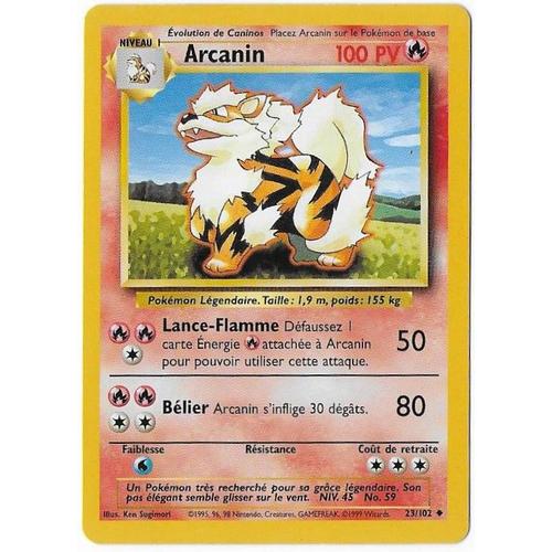 Arcanin 100 Pv 23/102 - Pokémon Set De Base - Carte Française