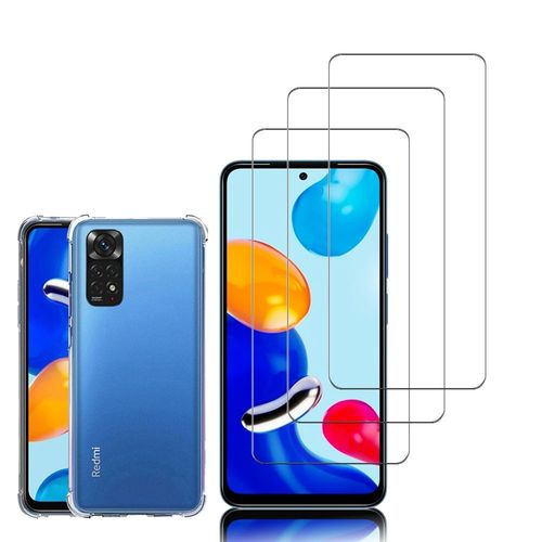 Coque Silicone Tpu Souple Pour Xiaomi Redmi Note 11/ Note 11s 6.43" Anti-Choc Ultra Résistant Avec Coins Renforcés - Transparent + 3 Films Verre Trempé - Transparent