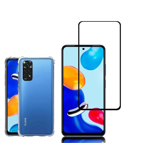 Coque Silicone Tpu Souple Pour Xiaomi Redmi Note 11/ Note 11s 6.43" Anti-Choc Ultra Résistant Avec Coins Renforcés - Transparent + 1 Film Verre Trempé - Noir