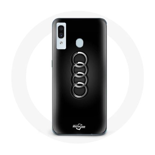 Coque Pour Samsung Galaxy A30 Audi Logo Cache Moyeu Fond Noir