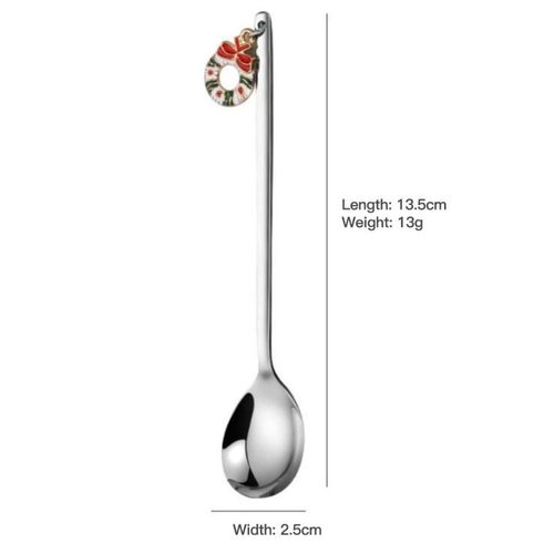 Cuillères De Noël En Acier Inoxydable, Vaisselle À Long Manche, Cuillère À Café Et Thé Avec Pendentif, Cuillère À Dessert, Cadeaux De Noël, Couverts Décoratifs