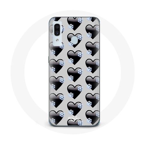 Coque Pour Samsung Galaxy A30 Fond De Coeurs Noirs