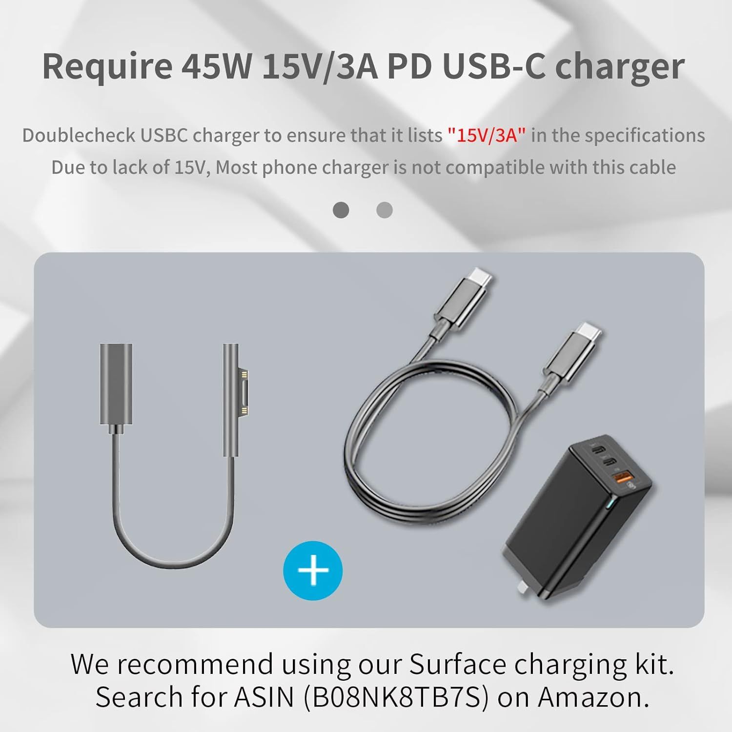Surface vers USB C Cble de Charge (Female USB-C,20cm),Compa... - 4