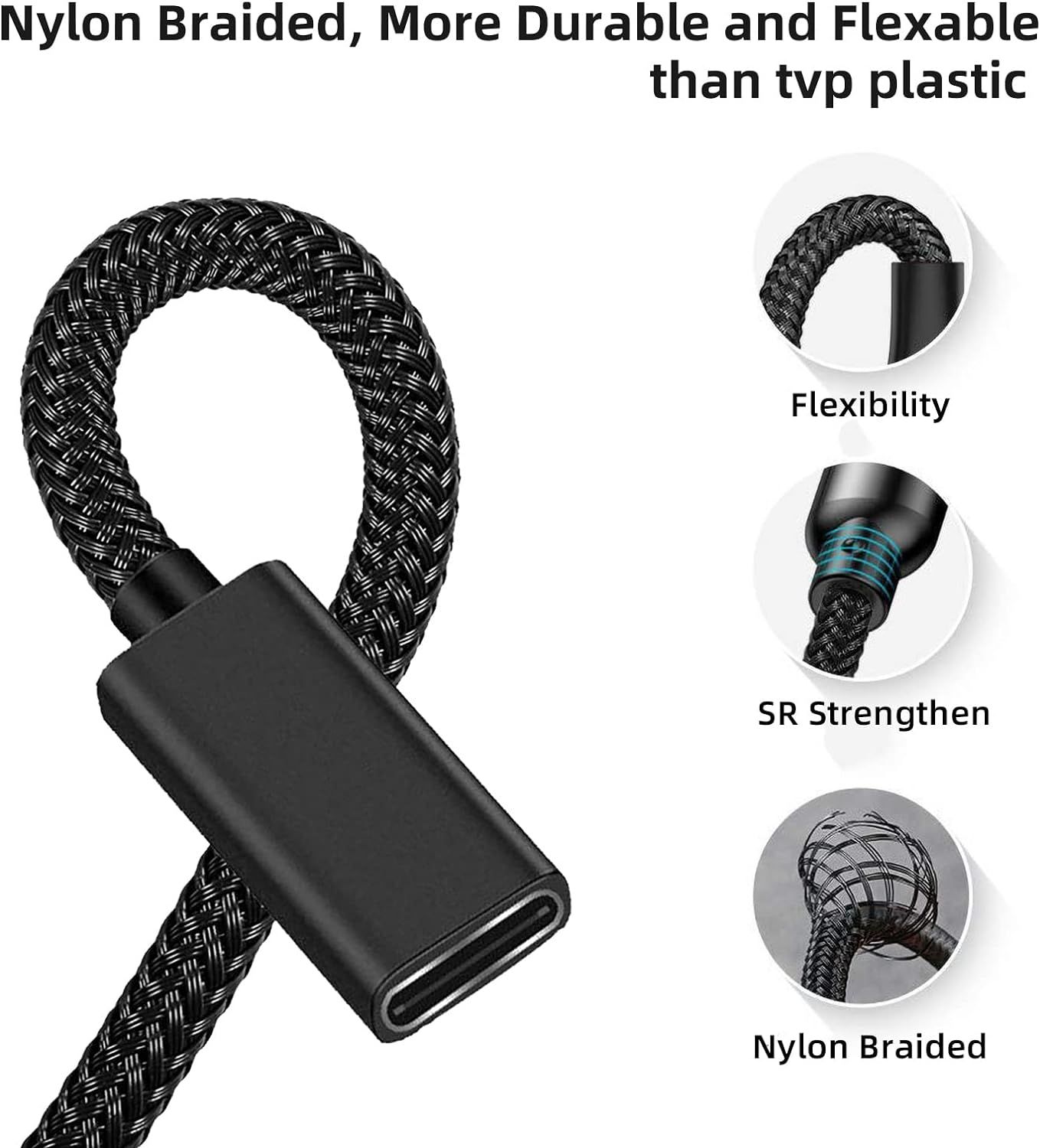 Surface vers USB C Cble de Charge (Female USB-C,Tress en N... - 3