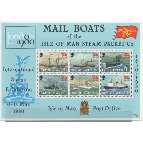 Ile De Man Timbre Bateaux Postaux 1980