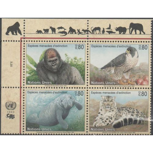 Nations Unies Timbres Espèces Menacées 1993