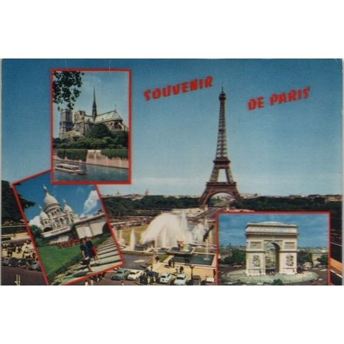 Carte Postale Annee 1982 Paris 75 - La Tour Eiffel - Notre Dame Le Sacre Coeur - L'arc De Triomphe - Carte Ecrite Edition La Cigogne