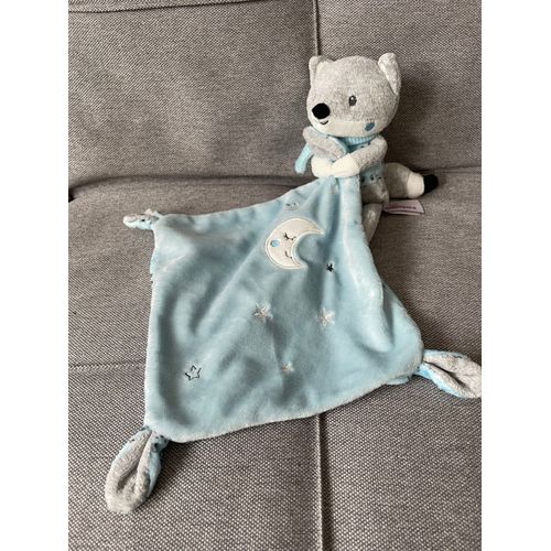 Doudou Renard Pommette Raton Laveur Bleu Lune