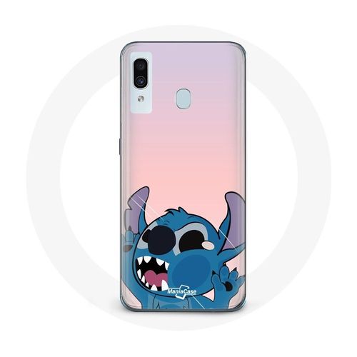 Coque Pour Samsung Galaxy A20 Stitch Le Nez En L'air Fond Rose