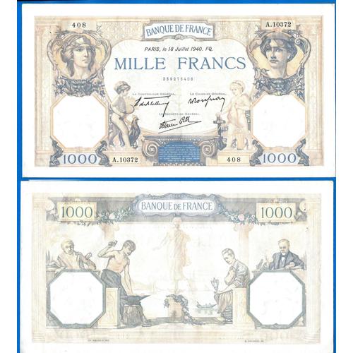 France 1000 Francs 1940 Ceres & Mercure Grand Billet Franc Frc Frs Frc