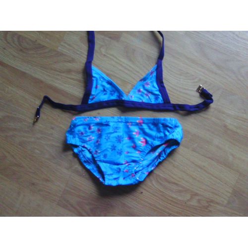 Maillot 2 Pièces Turquoise Et Fleurs Darina 4 Ans Neuf