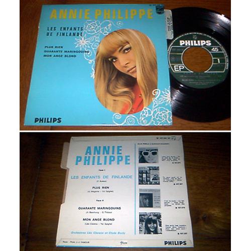 Disque Ep 45t Vinyle 7" Annie Philippe " Les Enfants De Finlande " France 1967 Languette