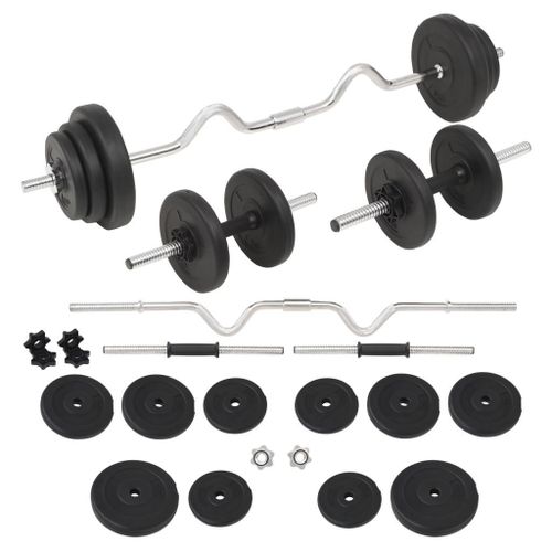 Ensemble D'haltères Et Barres Ondulés D'haltères 30 Kg Fitness Musculation Noir Helloshop26 02_0000746