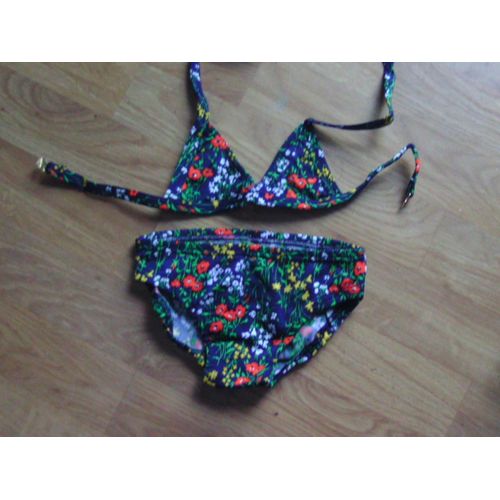 Maillot De Bain 2 Pièces Marine Et Petites Fleurs Darina 4 Ans Neuf