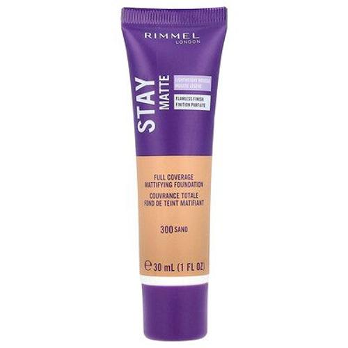 Rimmel London, Stay Mate, Fond De Teint Matifiant À Couvrance Totale, 300 Sable, 30 Ml 