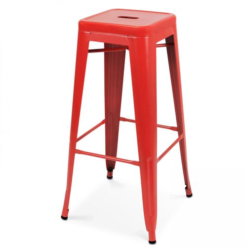 Tabouret De Bar En Métal Rouge Mat