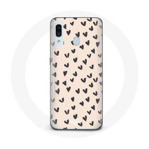Coque Pour Samsung Galaxy A30 Fond De Texture Abstraite Coeurs Noirs