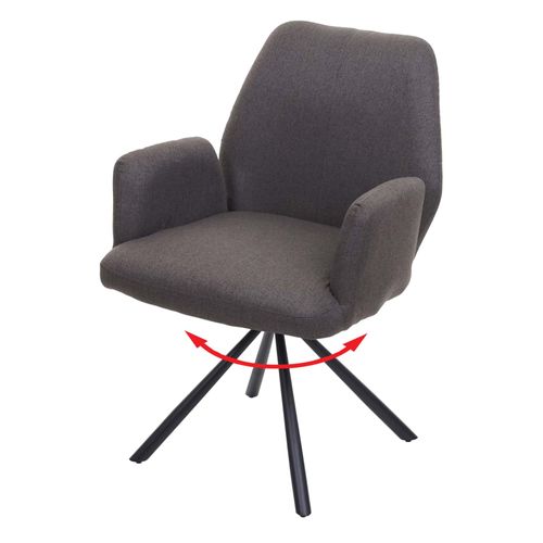 Chaise De Salle À  Manger Hwc-H71, Pivotante À  Position Automatique Tissu/Textile Acier   Gris-Brun