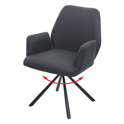 Chaise De Salle À  Manger Hwc-H71, Pivotante À  Position Automatique Tissu/Textile Acier   Gris Foncé
