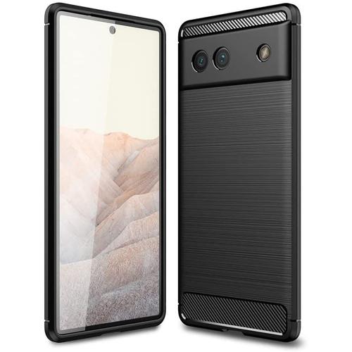 Advansia Coque Housse Etui Pour Google Pixel 6a Noir Fibre De Carbone