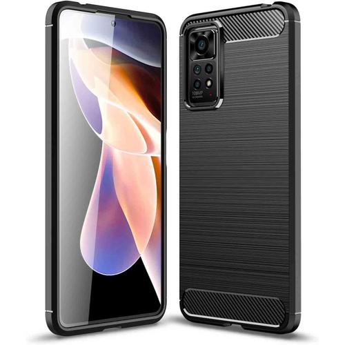 Advansia Coque Housse Etui Pour Xiaomi Redmi Note 11 Pro 4g/5g Noir Fibre De Carbone