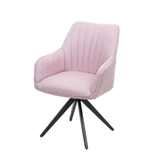 Chaise De Salle À Manger Hwc-H73, Fauteuil, Chaise De Cuisine, Avec Accoudoirs, Acier Rétro, Tissu   Rosé