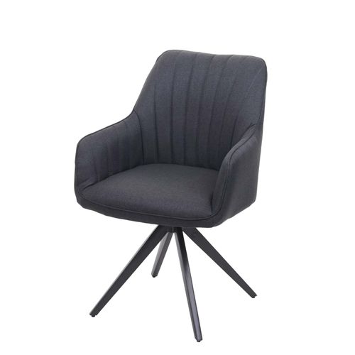 Chaise De Salle À Manger Hwc-H73, Fauteuil, Chaise De Cuisine, Avec Accoudoirs,Acier Rétro, Tissu   Gris Foncé