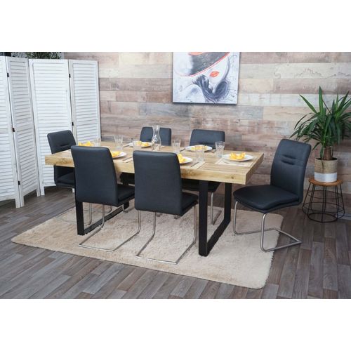6x Chaise De Salle À Manger Hwc-H70, Chaise De Cuisine, Tissu/Textile Acier Brossé   Gris Foncé