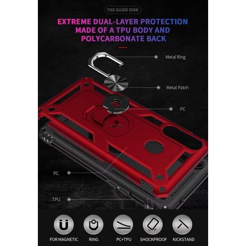 Compatible Avec Coque Samsung Galaxy A20s Avec Aimant Anneau Support, 360°Double Couche Renforcée Défense Bumper Antichoc Armure Housse Etui Avec Protection Écran-Or Rose