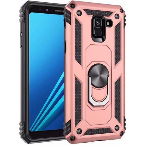 Coque Samsung Galaxy A8 Plus 2018 Avec Aimant Anneau Support, Double Couche Renforcée Défense Bumper Antichoc Armure Housse Etui Avec Protection Écran Pour Samsung Galaxy A8 Plus 2018, Or Rose