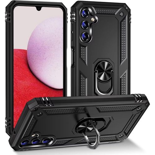 Compatible Avec Coque Samsung Galaxy A05s Avec Aimant Anneau Support, 360°Double Couche Renforcée Défense Bumper Antichoc Armure Housse Etui Avec Protection Écran-Noir