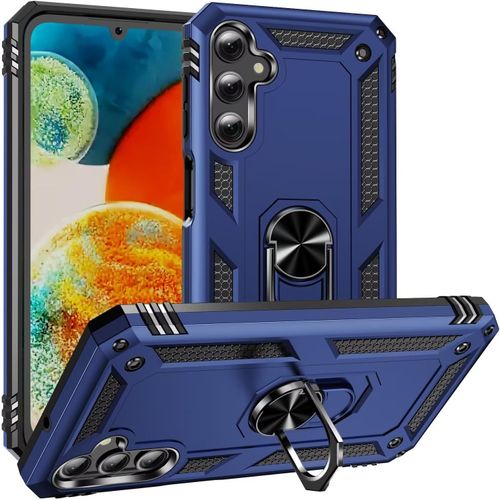 Compatible Avec Coque Samsung Galaxy A24 4g Avec Aimant Anneau Support, 360°Double Couche Renforcée Défense Bumper Antichoc Armure Housse Etui Avec Protection Écran-Bleu