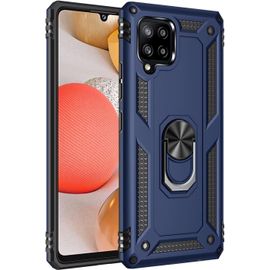 Compatible Avec Coque Samsung Galaxy A42 5g Avec Aimant Anneau Support, 360°Double Couche Renforcée Défense Bumper Antichoc Armure Housse Etui Avec Protection Écran-Bleu